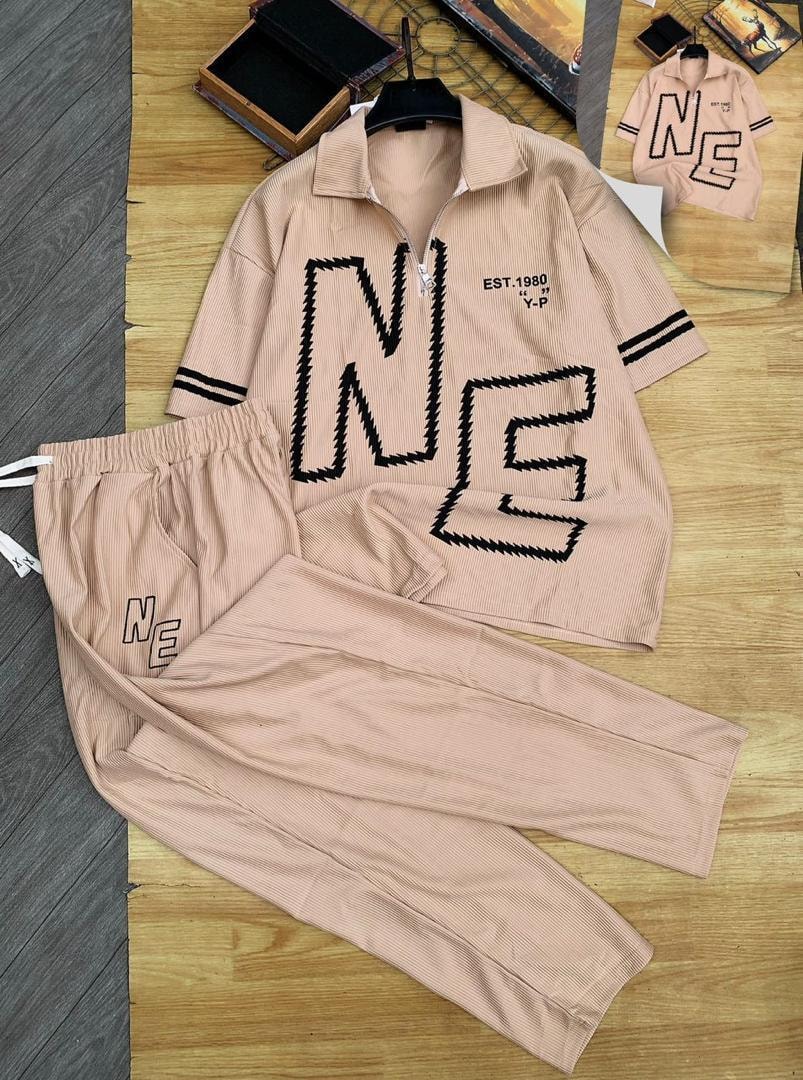 Beige Retro Luxe Tracksuit Set