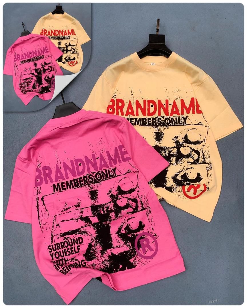Pink and yellow skull graphic tees with front and back prints.