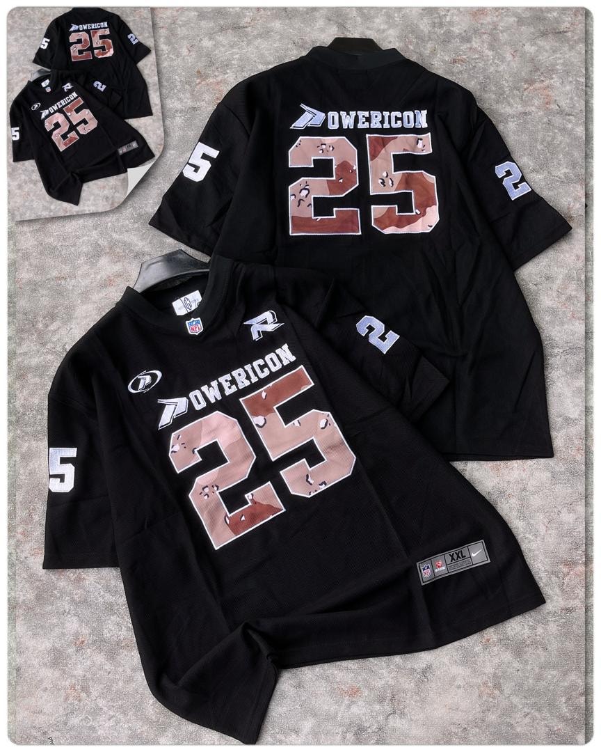 Black Powericon 25 jersey with camo 25 print and multiple views.