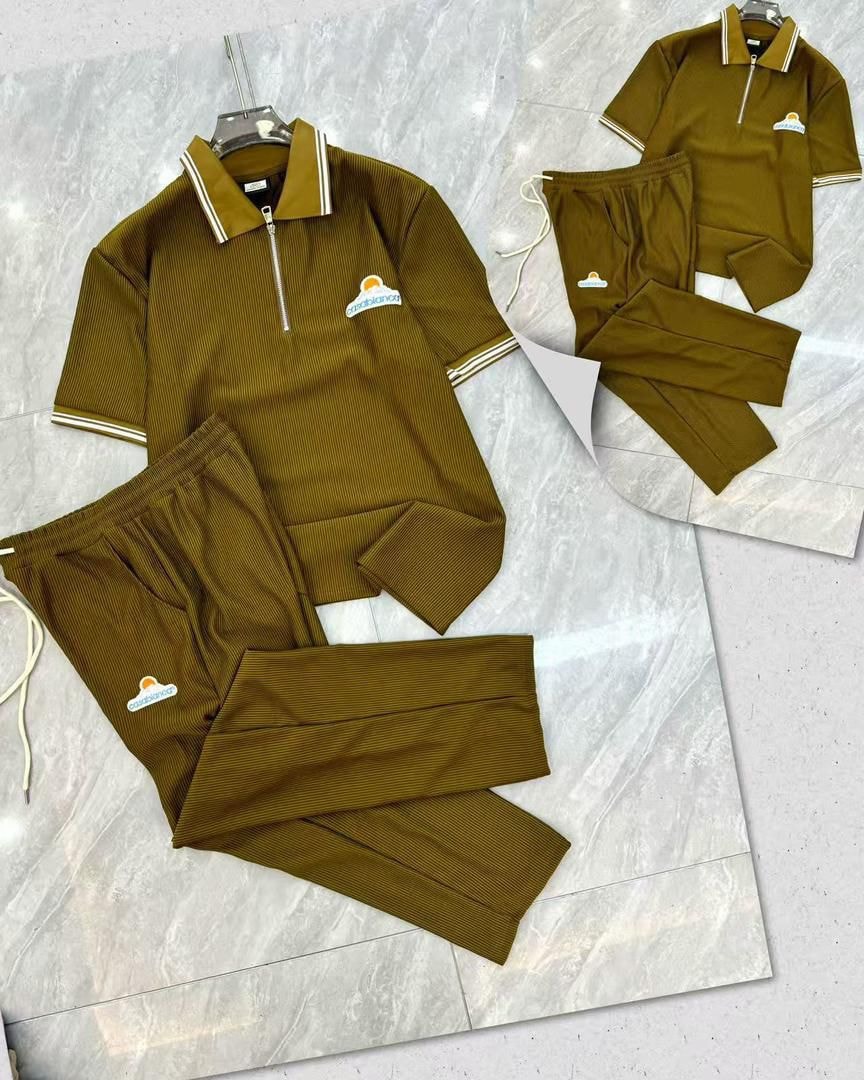 Olive Casablanca two-piece set showing logo details.