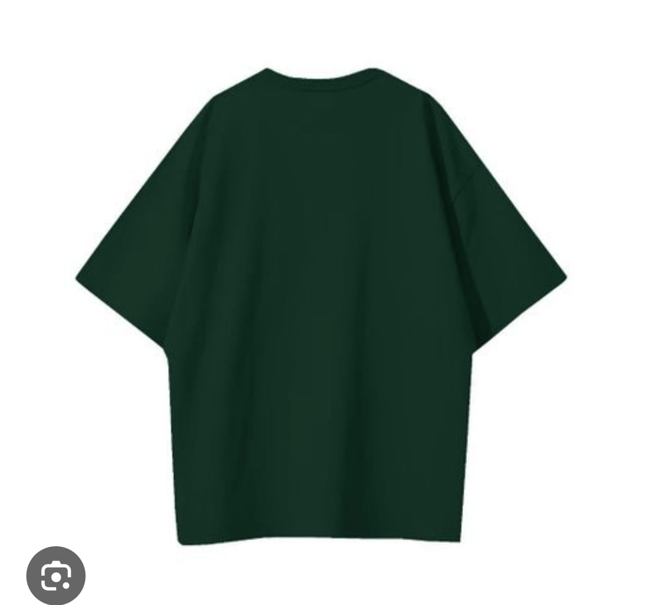 Back view of dark green oversized plain t-shirt on white background.