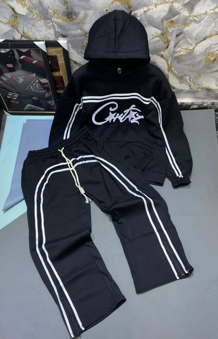 Black Cactus script hoodie tracksuit with pants.