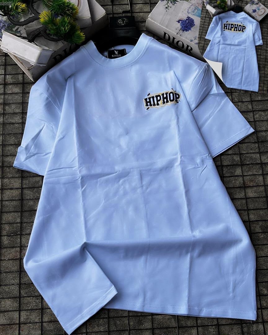 Hiphop graphic t-shirt in light blue.