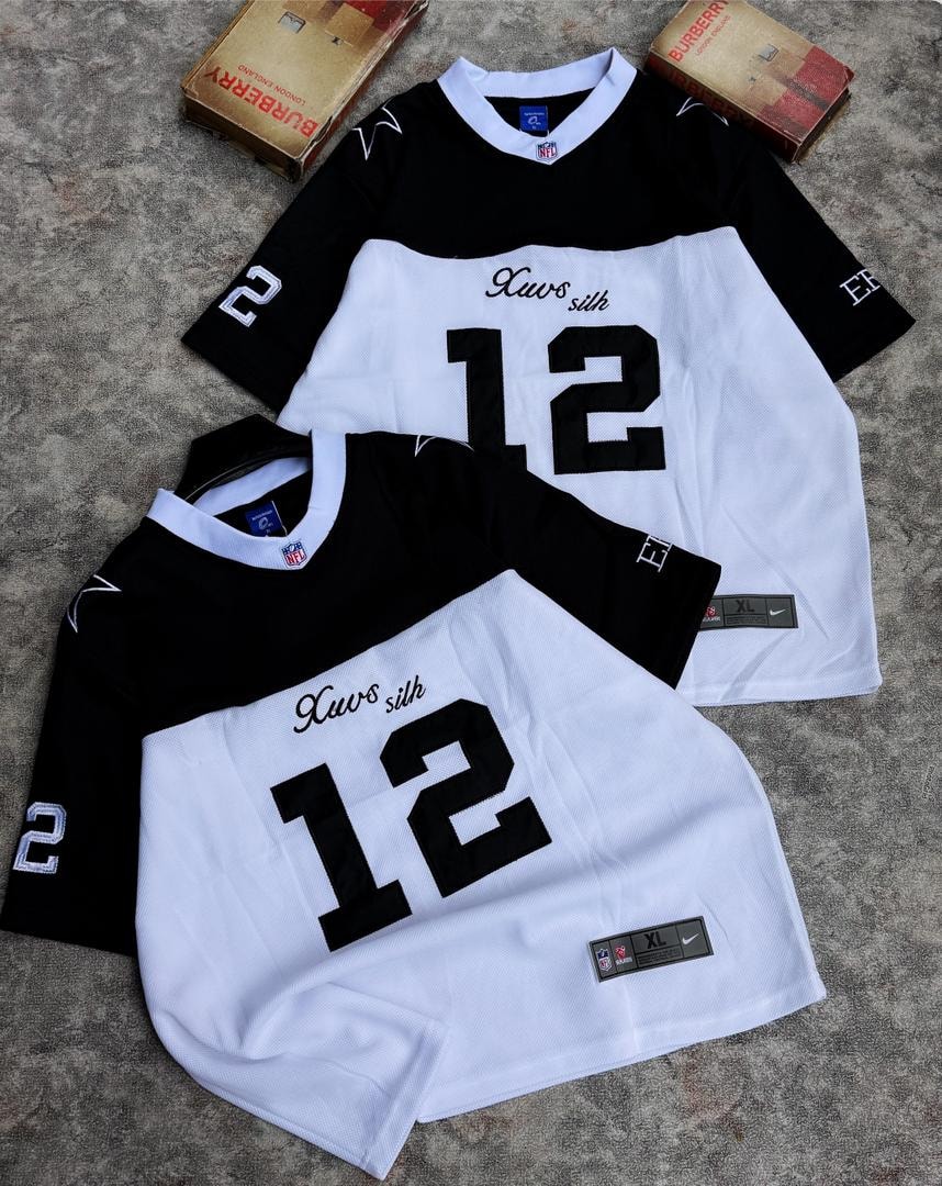 Two number 12 mesh jerseys showing black and white variations with front views.